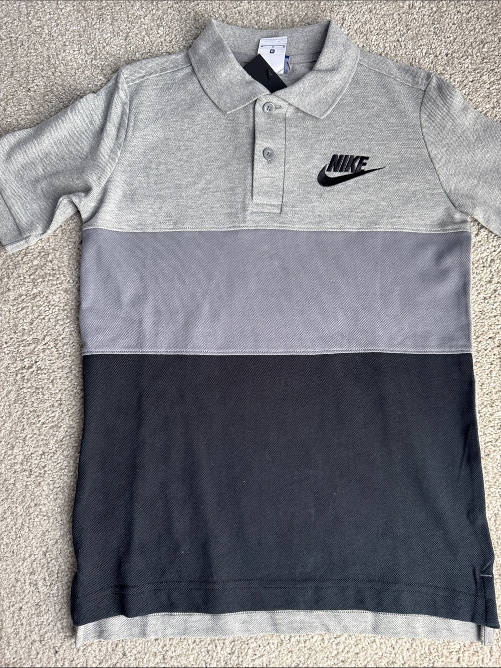 Nike Boys Gray, Light Gray & Black Colorblock Polo